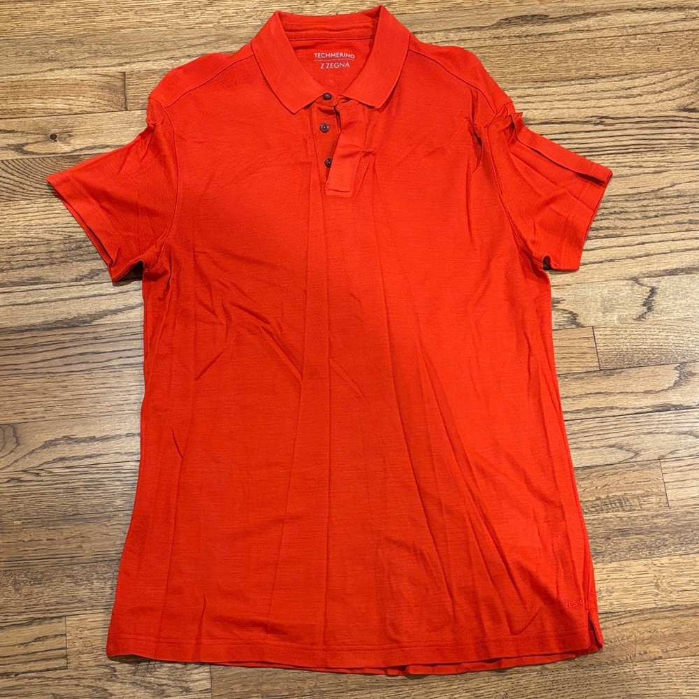 TECERINO Z ZEGNA Men's Bright Red Polo Shirt